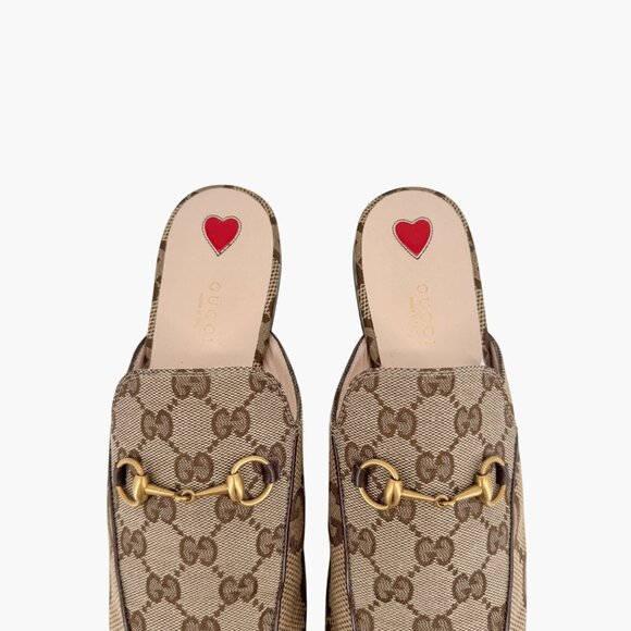 Gucci Beige GG Jumbo Princetown Mules Size 41 US 11 Women Horsebit Canvas Flats - Picture 4 of 13